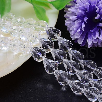 Faceted Teardrop Imitation Austrian Crystal Bead Strands G-M185-8x6mm-01A-1