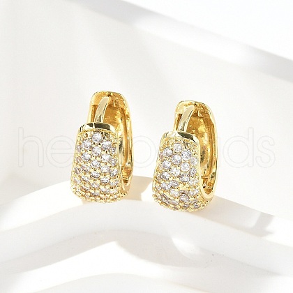 Brass Micro Pave Clear Cubic Zirconia Hoop Earrings EJEW-M077-20G-1