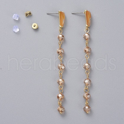Electroplate Glass Dangle Stud Earrings EJEW-JE04017-03-1