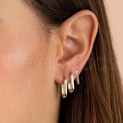 3 Pcs Elegant S925 Sterling Silver Oval Hoop Earrings UJ4417-2-1