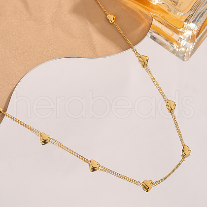 8 Heart Stainless Steel Link Chain Necklaces for Women FS-WG5BF1A-01-1