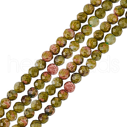 GOMAKERER 2 Strands Natural Unakite Beads Strands G-GO0001-57-1