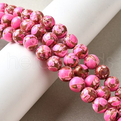 Dyed Natural Magnesite Beads Strands G-L617-D01-8mm-06-1