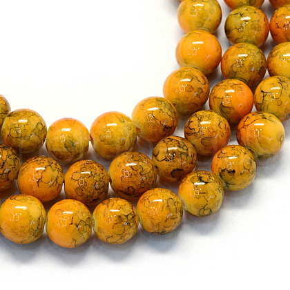 Baking Painted Glass Round Bead Strands X-DGLA-Q019-8mm-44-1