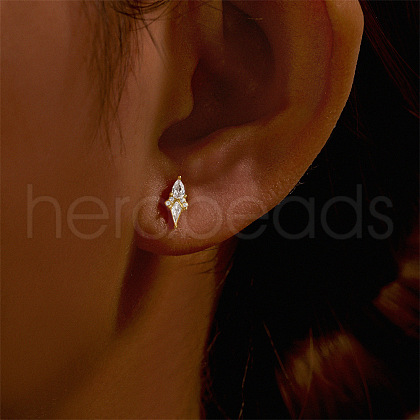 Rhombus 925 Sterling Silver Micro Pave Clear Cubic Zirconia Cartilage Earrings FS-WGA2317-11-1