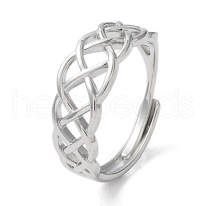 Non-Tarnish 304 Stainless Steel Hollow Sailor's Knot Adjustable Rings RJEW-D006-28P-1