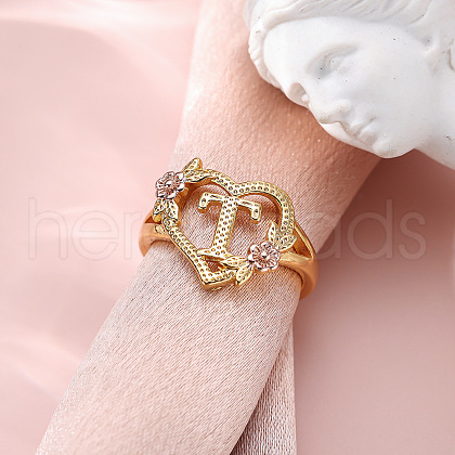 Heart with Flower Hollow Out Brass Finger Rings FS-WG99C3E-40-1