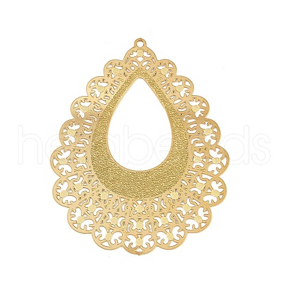 304 Stainless Steel Etched Metal Embellishments Pendants STAS-H236-06G-1