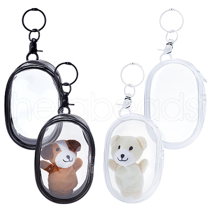   4Pcs 2 Colors Oval Transparent PVC Mini Cable Organizer Zipper Bags AJEW-PH0012-02-1