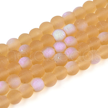 Frosted Transparent Glass Beads Strands GLAA-T032-T4mm-MBB08-1