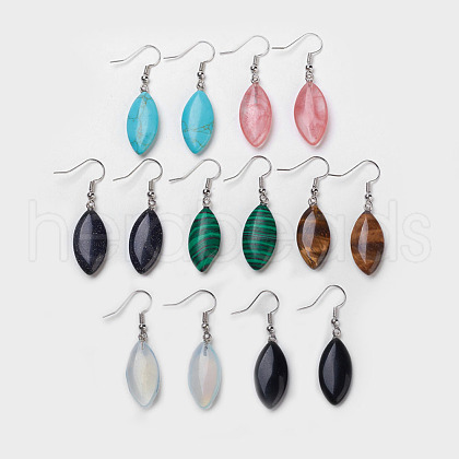 Natural & Synthetic Gemstone Dangle Earrings EJEW-F162-F-1