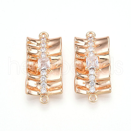 Brass Pave Clear Cubic Zirconia Connector Charms KK-T074-50G-1