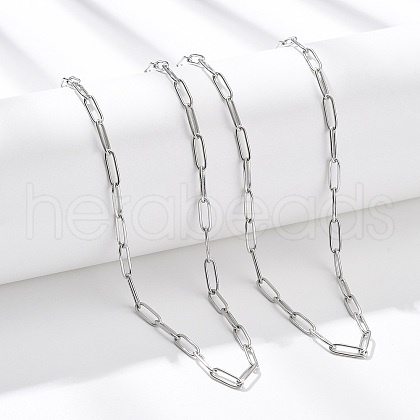 3.5MM 304 Stainless Steel Paperclip Chain Necklaces NJEW-T016-07P-1