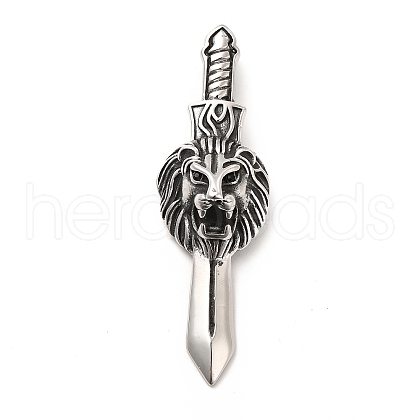 Tibetan Style 304 Stainless Steel Big Pendants STAS-K243-12AS-1