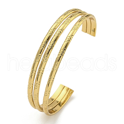 PVD Vacuum Plating 202 Stainless Steel Multi-strand Open Cuff Bangles for Women BJEW-M317-07E-G-1