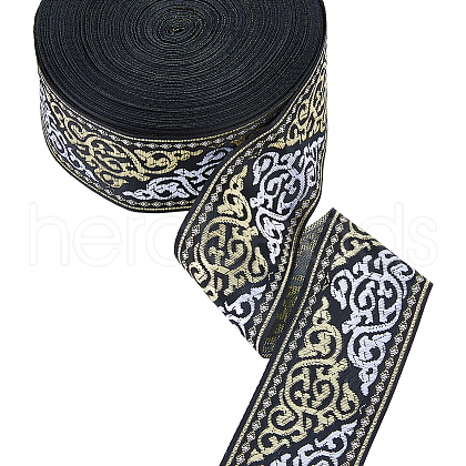Polyester Jacquard Flower Ribbon OCOR-WH0082-266-1