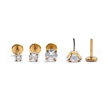 Stainless Steel Clear Cubic Zirconia Threadless Labret Stud WG18B1C-06-1