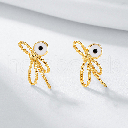 S925 Sterling Silver Dragonfly with Evil Eye Stud Earrings WJ6247-1-1