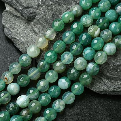 Natural Striped Agate/Banded Agate Beads Strands G-G581-8mm-12-1