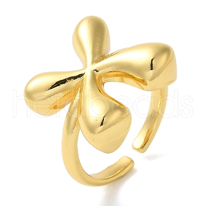Initials Brass Open Cuff Ring for Women RJEW-N046-02X-G-1