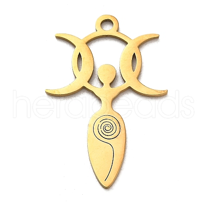 304 Stainless Steel Pendants STAS-D050-03G-1