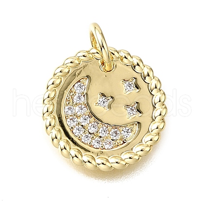 Brass Micro Pave Clear Cubic Zirconia Charms KK-V011-53G-1