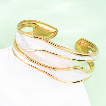 304 Stainless Steel Enamel Bangles for Women BJEW-D306-04G-1
