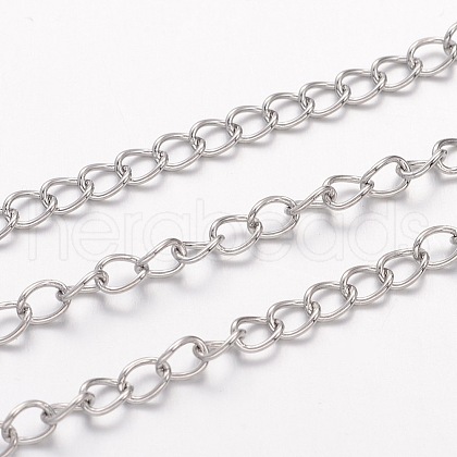 Tarnish Resistant 304 Stainless Steel Curb Chains CHS-K005-03P-0.6mm-1