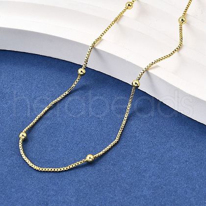 2.5MM Brass Round Ball Box Chain Necklaces NJEW-M108-38G-1