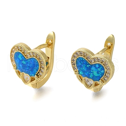 Heart Rack Plating Brass Micro Pave Cubic Zirconia Hoop Earrings EJEW-P277-07B-G-1