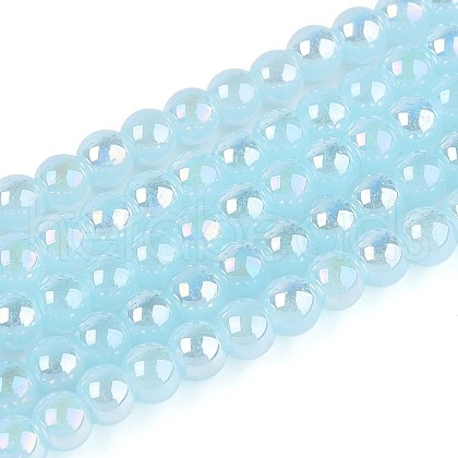 Electroplate Imitation Jade Glass Beads Strands GLAA-T032-J4mm-AB04-1