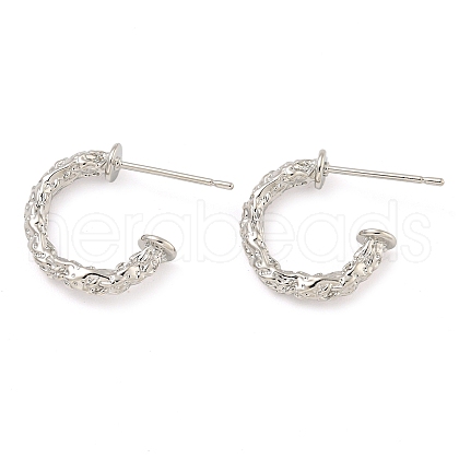 Rack Plating Brass C-Shaped Stud Earrings EJEW-T021-06P-1