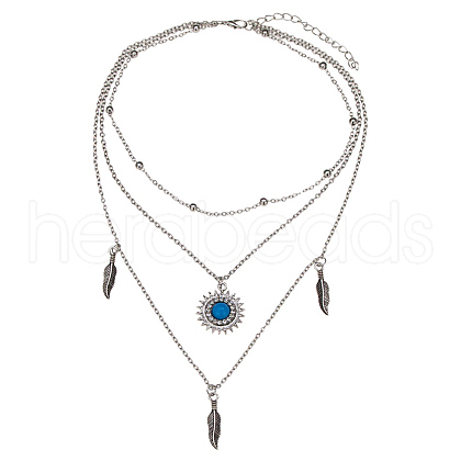 Alloy Rhinestone Tiered Necklaces NJEW-L044-04AS-1