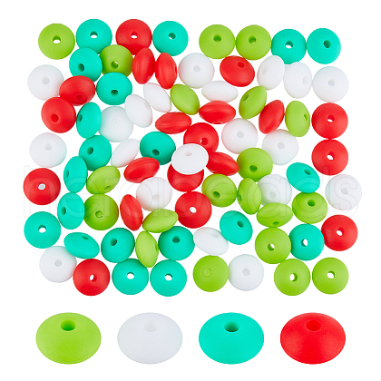 DICOSMETIC 80Pcs 4 Styles Rondelle Food Grade Eco-Friendly Silicone Beads SIL-DC0001-68B-1