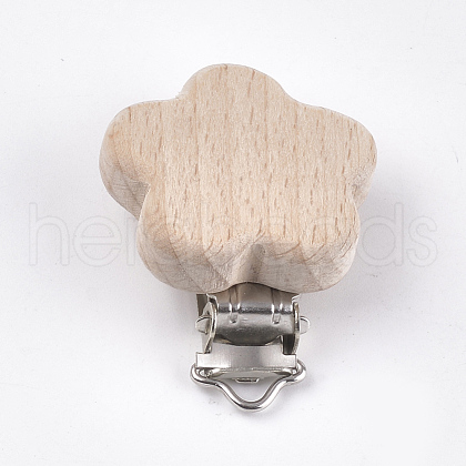 Beech Wood Baby Pacifier Holder Clips WOOD-T015-12-1