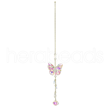 Glass Rectangle Hanging Suncatchers HJEW-P018-B02-1