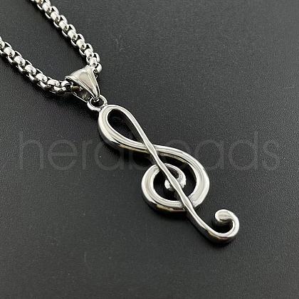 Fashionable Punk Rock Music Note Stainless Steel Pendant Necklace for Men and Women AQ2860-1