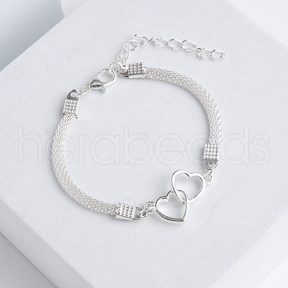 Double Heart Alloy Link Bracelets FS-WGC61CE-02-1
