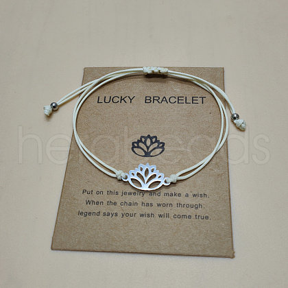 201 Stainless Steel Lotus Link Bracelets WGDDDBE-10-1