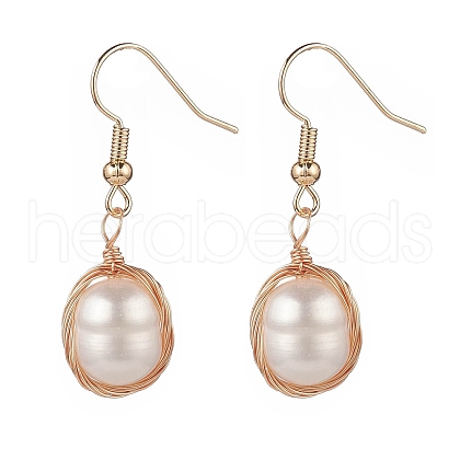 Mother's Day Jewellery Natural Pearl Dangle Earrings EJEW-JE05167-02-1