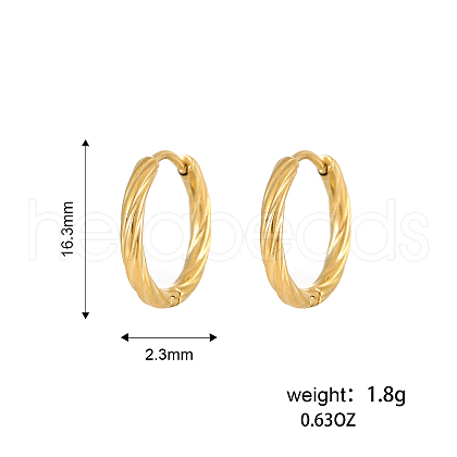 Simple Stainless Steel Textured Twist Hoop Earrings VA8557-2-1