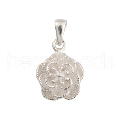 Fine Silver Flower Charms with Bails and 999 Stamp STER-P069-02A-S-1