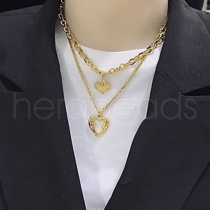 Alloy Double Layer Heart Pendant Necklaces for Women FS-WG15117-01-1