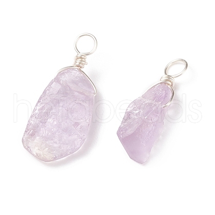 Rough Raw Natural Amethyst Pendants PALLOY-JF01785-02-1
