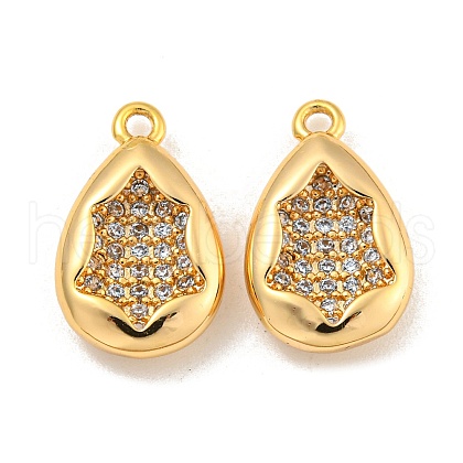 Brass Micro Pave Clear Cubic Zirconia Pendants KK-U006-07G-03-1