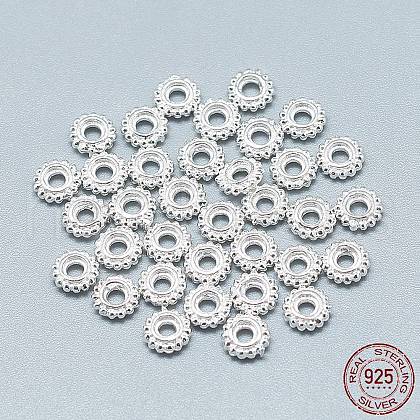 925 Sterling Silver Granulated Spacer Beads STER-T002-73S-1