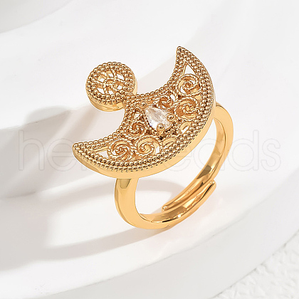 Brass Micro Pave Cubic Zirconia Adjustable Finger Rings for Women DA2871-2-1