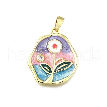 Brass Micro Pave Cubic Zirconia Pendants KK-K400-21A-G-1