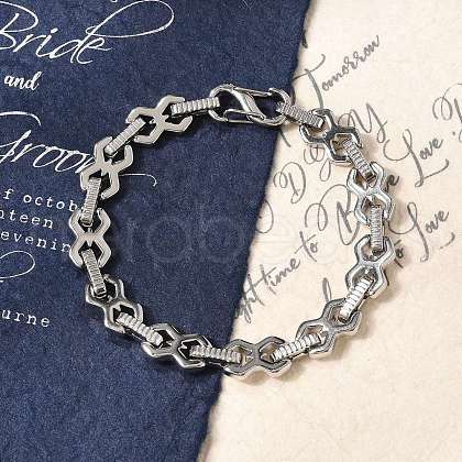 304 Stainless Steel Link Chain Bracelets for Women BJEW-F488-69P-1