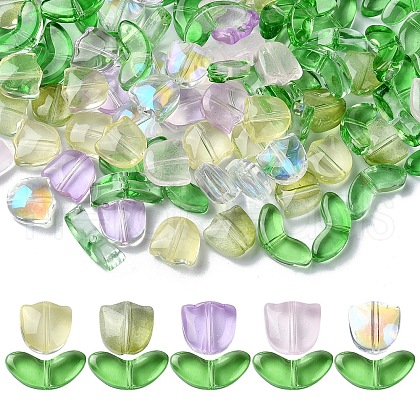 Spray Painted Transparent Glass Beads GLAA-YW0003-76-1